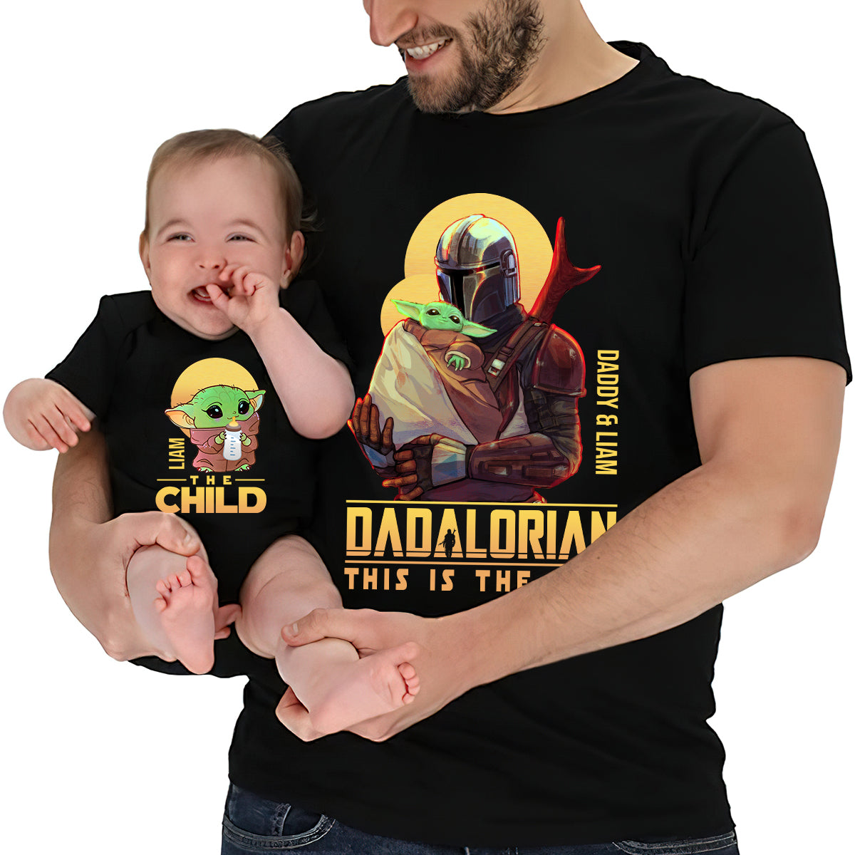 Dadalorian - Personalized The Force T-shirt And Baby Onesie