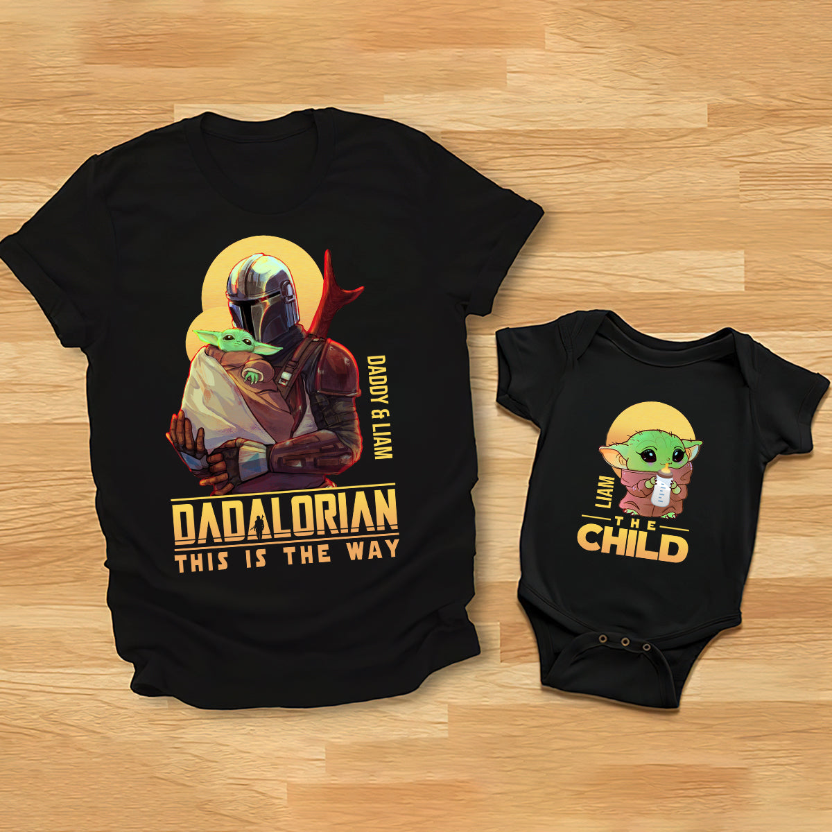 Dadalorian - Personalized The Force T-shirt And Baby Onesie