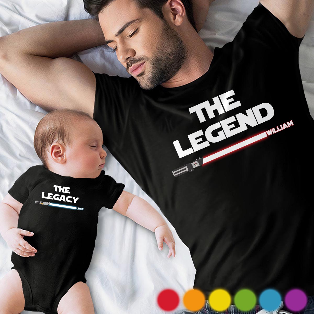 The Myth The Legend - Personalized Father T-shirt And Baby Onesie