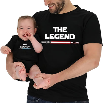 The Myth The Legend - Personalized Father T-shirt And Baby Onesie