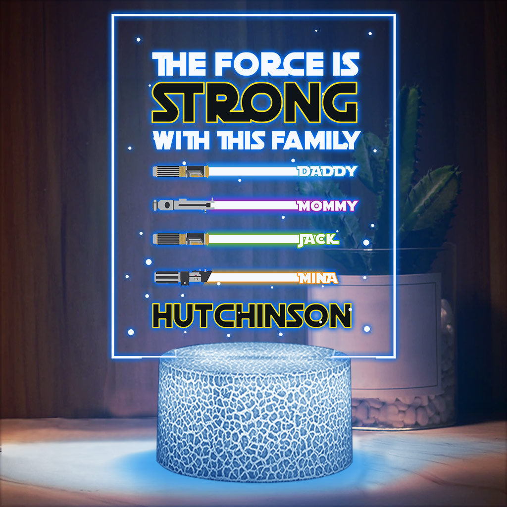 The Force Is Strong - Personalized The Force Shaped Plaque Light Base