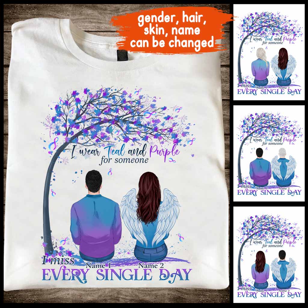 I Wear Teal And Purple - Suicide Prevention Personalized T-shirt And Hoodie