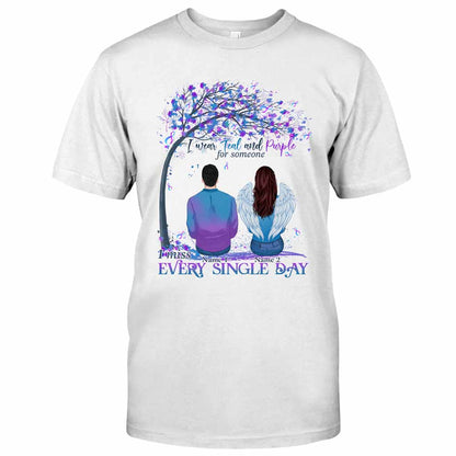 I Wear Teal And Purple - Suicide Prevention Personalized T-shirt And Hoodie