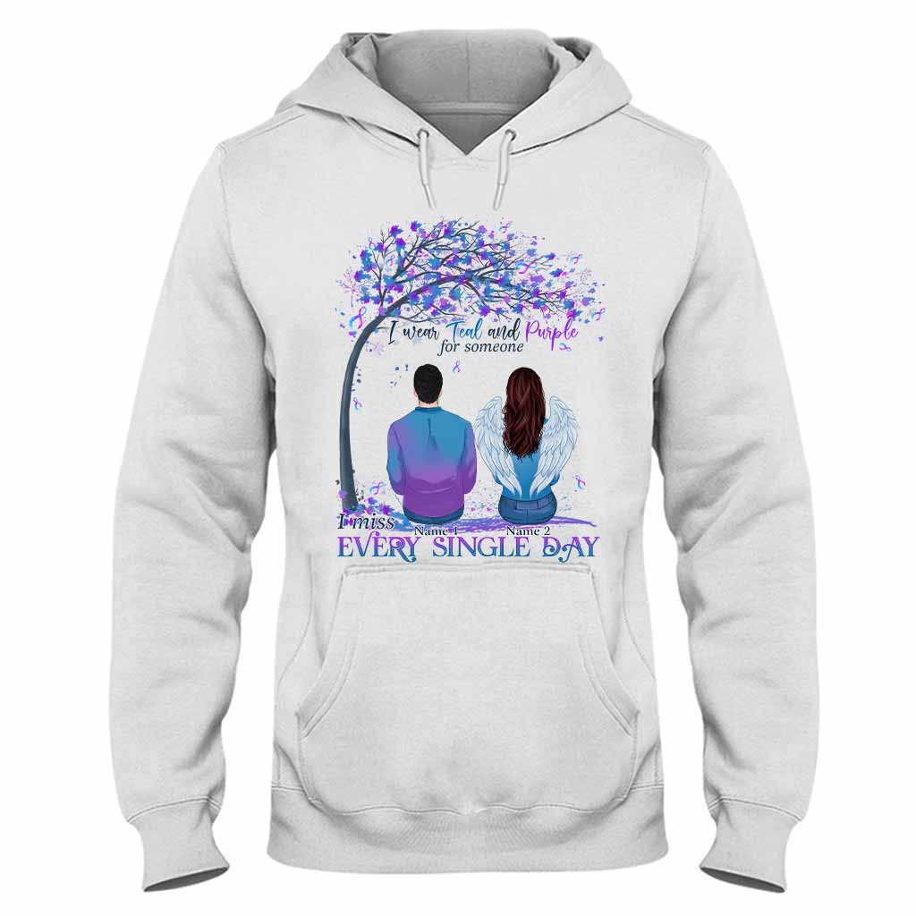 I Wear Teal And Purple - Suicide Prevention Personalized T-shirt And Hoodie