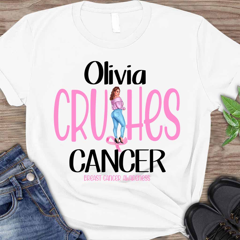 Crush Cancer - Breast Cancer Awareness Personalized T-shirt And Hoodie