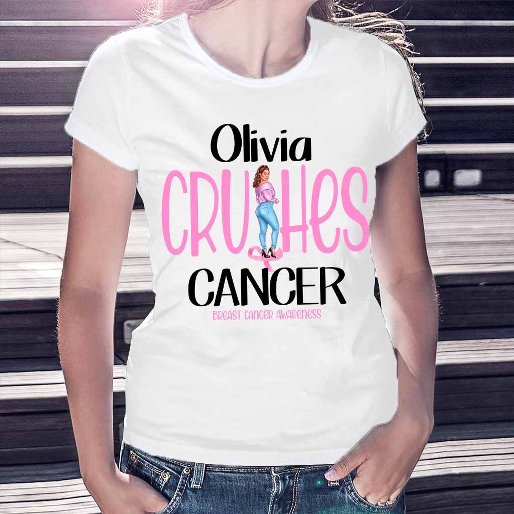 Crush Cancer - Breast Cancer Awareness Personalized T-shirt And Hoodie