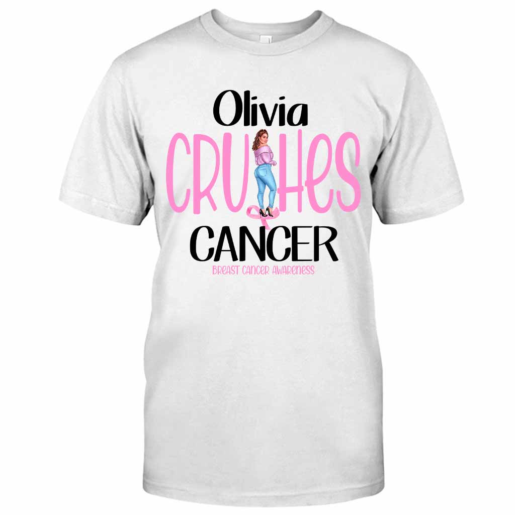 Crush Cancer - Breast Cancer Awareness Personalized T-shirt And Hoodie