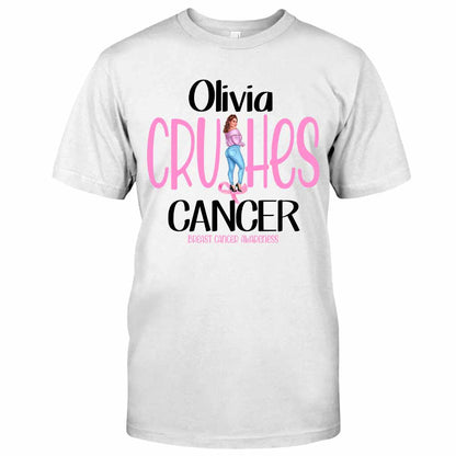 Crush Cancer - Breast Cancer Awareness Personalized T-shirt And Hoodie