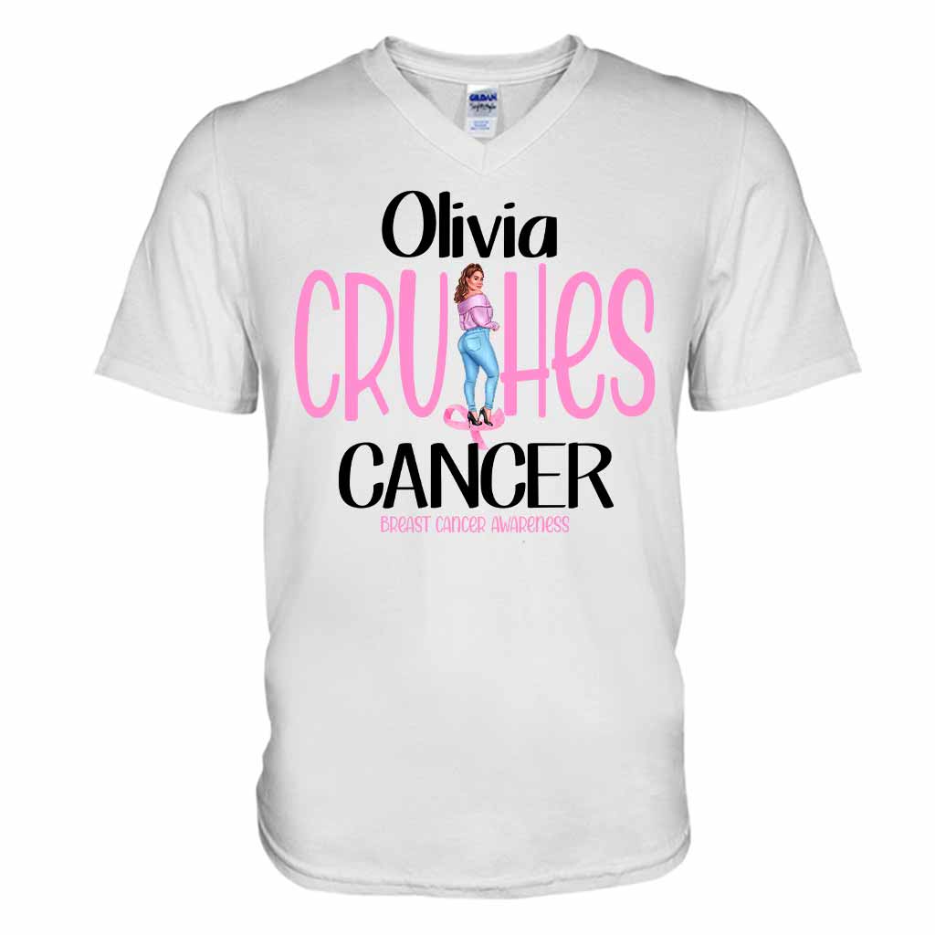 Crush Cancer - Breast Cancer Awareness Personalized T-shirt And Hoodie