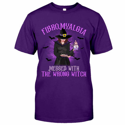 Fibromyalgia Messed With The Wrong Witch - Fibromyalgia Awareness Personalized T-shirt And Hoodie