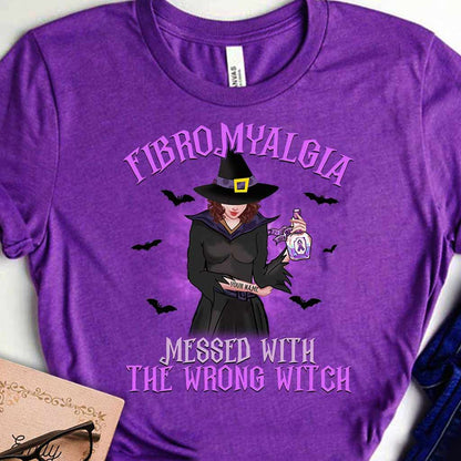 Fibromyalgia Messed With The Wrong Witch - Fibromyalgia Awareness Personalized T-shirt And Hoodie