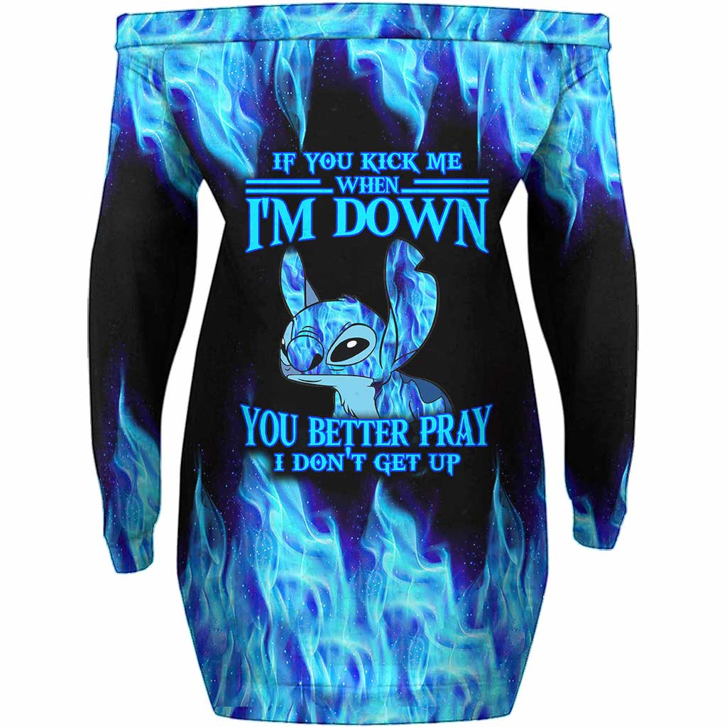 If You Kick Me - Ohana Off Shoulder Long Sleeve Dress