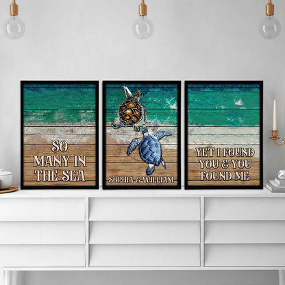 So Many In The Sea - Personalized Couple Turtle Poster & Canvas Set