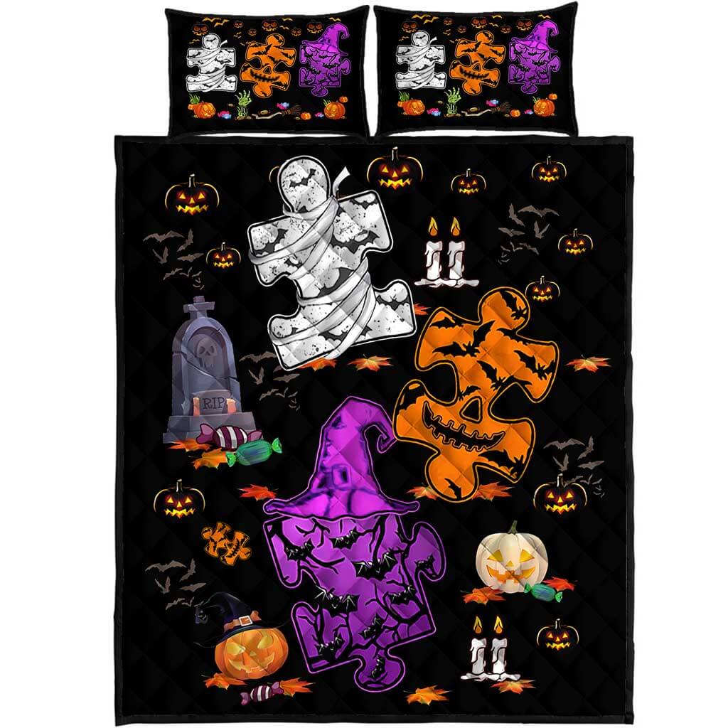 Happy Halloween - Autism Awareness Quilt Bed Set