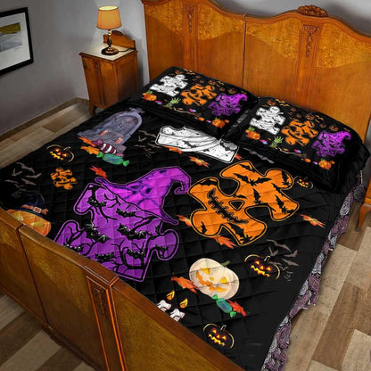 Happy Halloween - Autism Awareness Quilt Bed Set