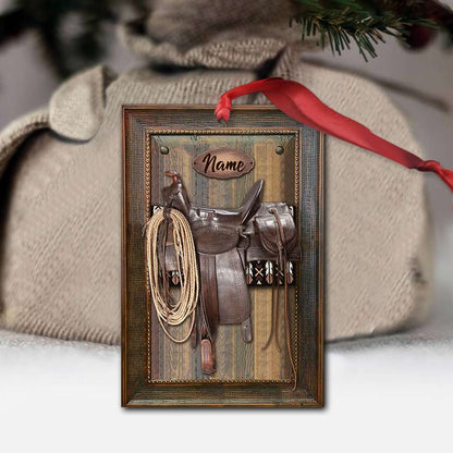 Horse Saddle Frame - Personalized Christmas Ornament (Printed On Both Sides)