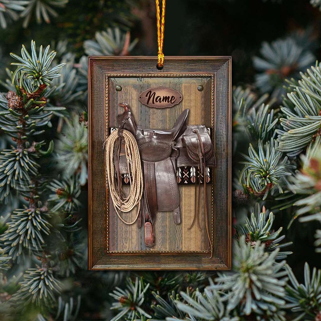 Horse Saddle Frame - Personalized Christmas Ornament (Printed On Both Sides)