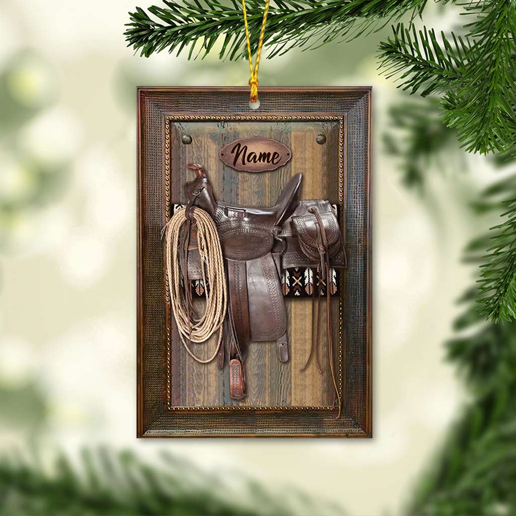 Horse Saddle Frame - Personalized Christmas Ornament (Printed On Both Sides)