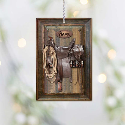 Horse Saddle Frame - Personalized Christmas Ornament (Printed On Both Sides)