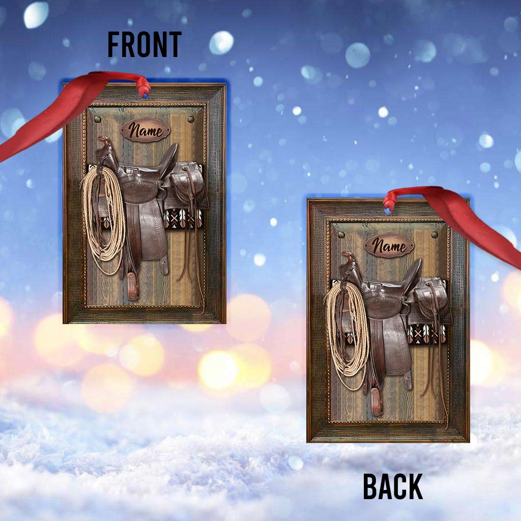 Horse Saddle Frame - Personalized Christmas Ornament (Printed On Both Sides)