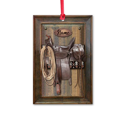 Horse Saddle Frame - Personalized Christmas Ornament (Printed On Both Sides)