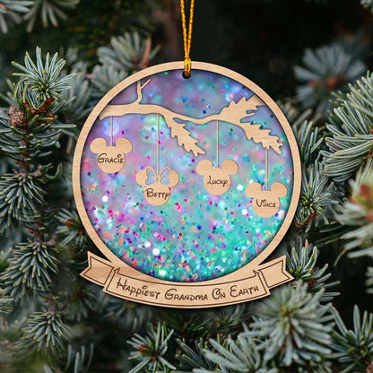 Happiest Grandma On Earth - Personalized Ornament (Printed On Both Sides)