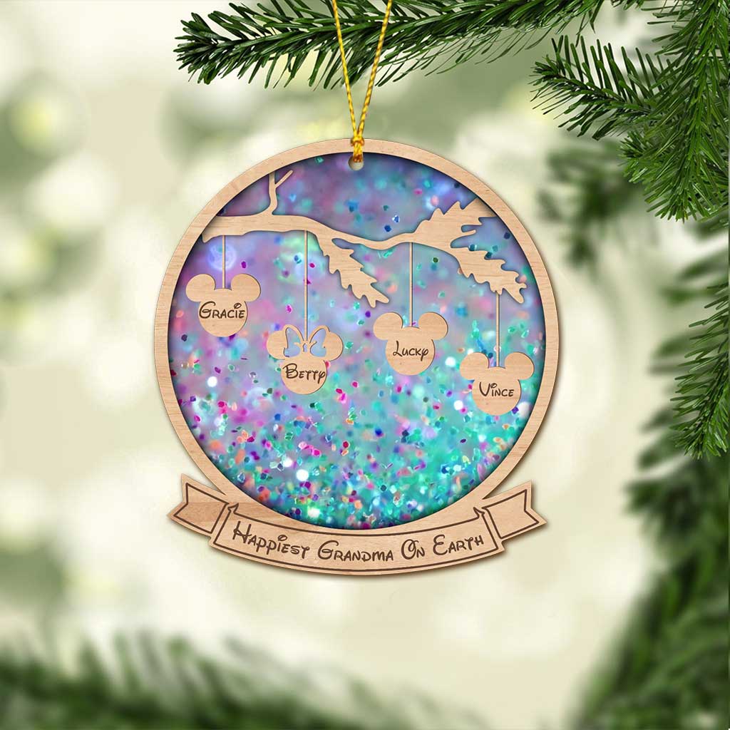 Happiest Grandma On Earth - Personalized Ornament (Printed On Both Sides)