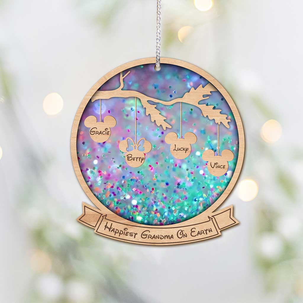 Happiest Grandma On Earth - Personalized Ornament (Printed On Both Sides)