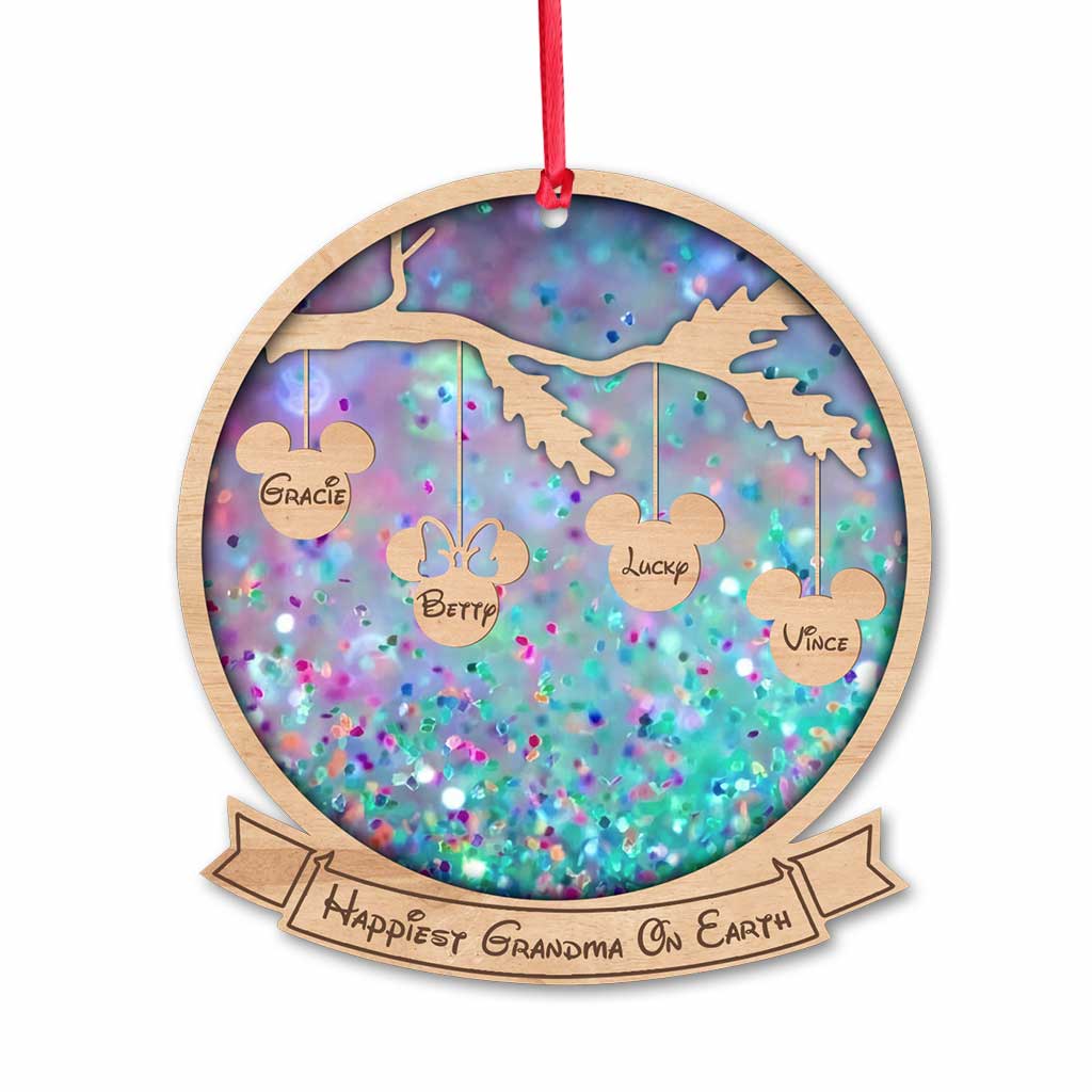 Happiest Grandma On Earth - Personalized Ornament (Printed On Both Sides)