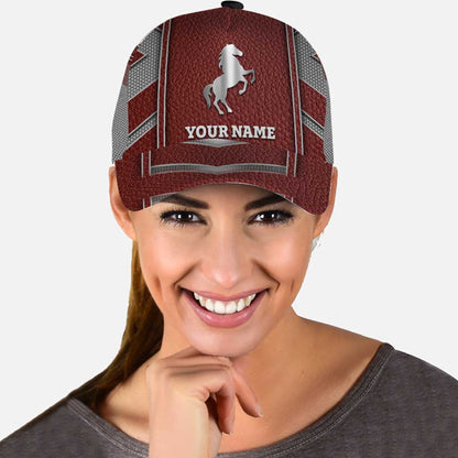 Love Horses -  Personalized Classic Cap With Metal Pattern Print