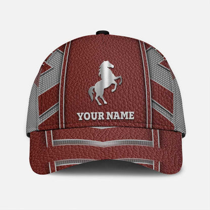 Love Horses -  Personalized Classic Cap With Metal Pattern Print