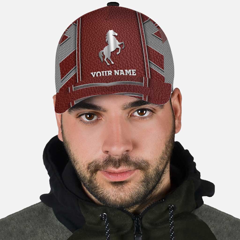 Love Horses -  Personalized Classic Cap With Metal Pattern Print