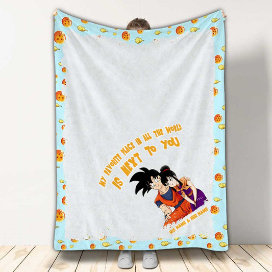 My Favorite Place In All The World Is Next To You - Personalized Couple Seven Balls Blanket