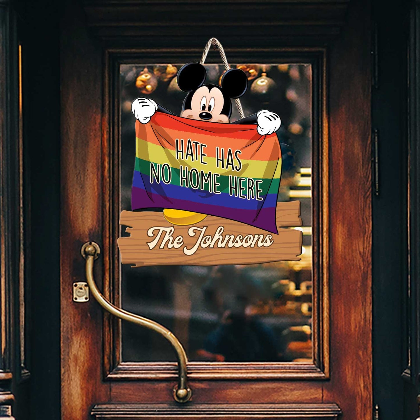 Hate Has No Home Here - Personalized LGBT Support Wood Sign