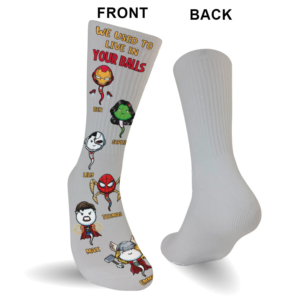 We Used To Live In Your Balls - Personalized Marvelous Universe Socks