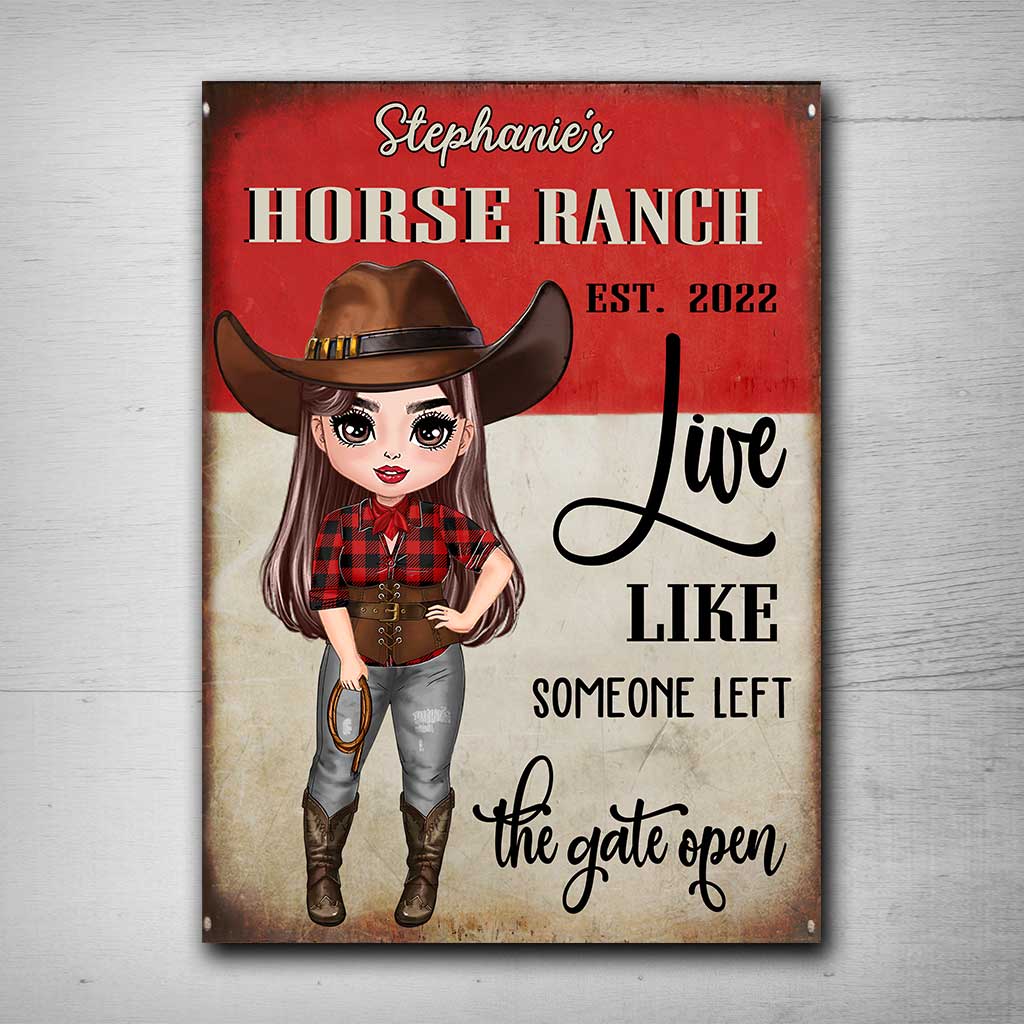 Horse Ranch - Personalized Horse Rectangle Metal Sign