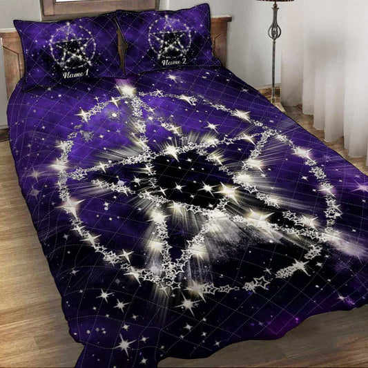 Wicca Pentagram - Personalized Witch Quilt Set