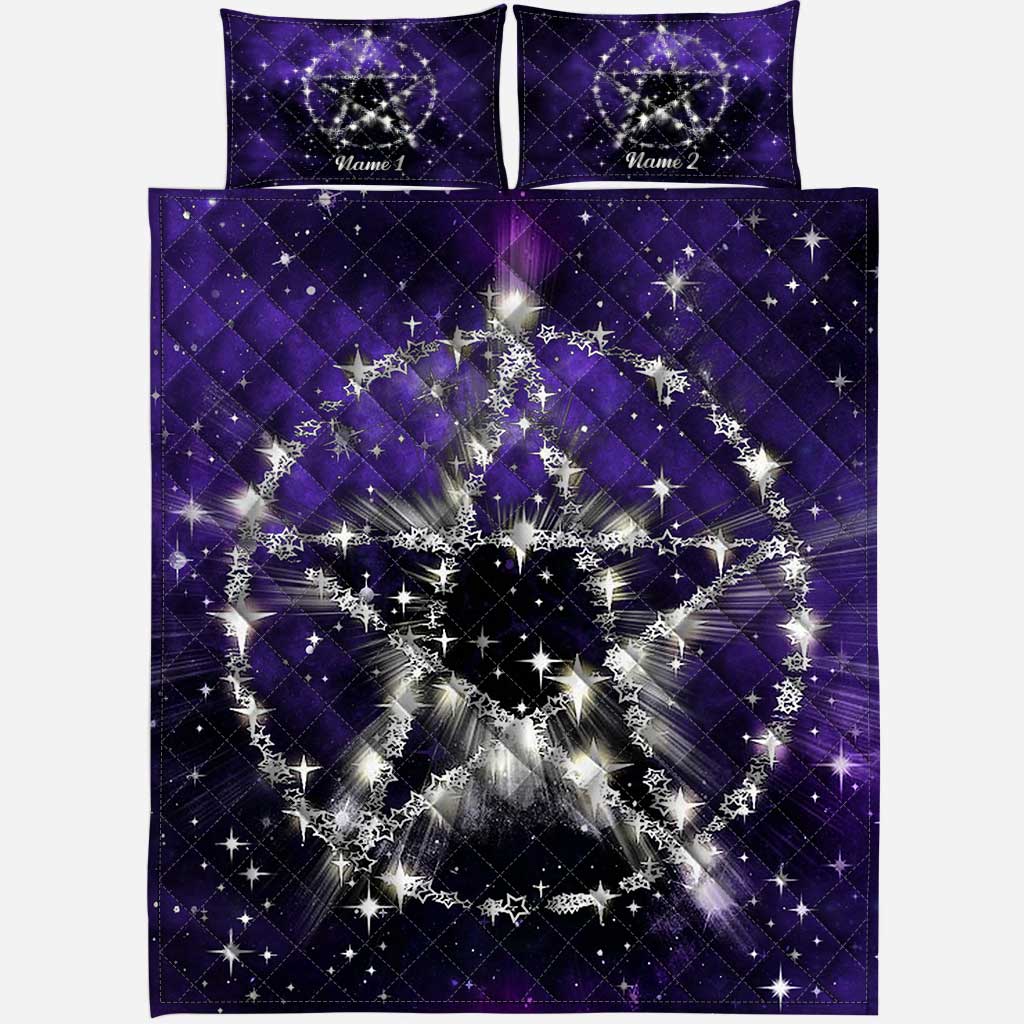 Wicca Pentagram - Personalized Witch Quilt Set