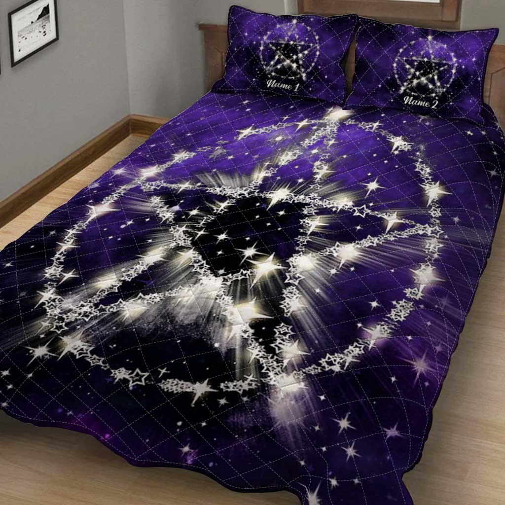 Wicca Pentagram - Personalized Witch Quilt Set