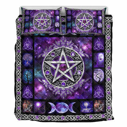 Witch Vibes Purple Pentagram Quilt Set