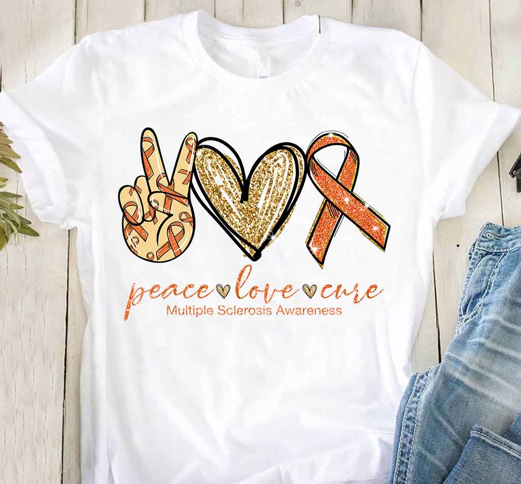 Peace Love Cure  - Multiple Sclerosis Awareness T-shirt And Hoodie 092021