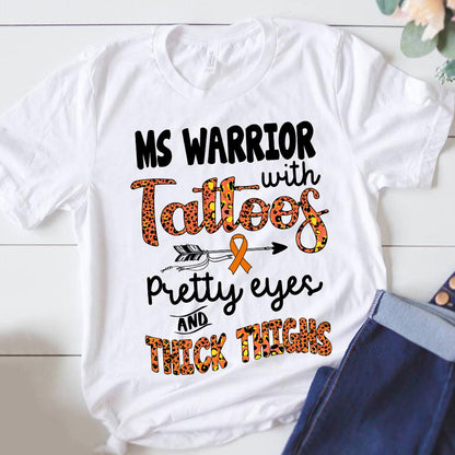 Ms Warrior With Tattoos  - Multiple Sclerosis Awareness T-shirt And Hoodie 092021