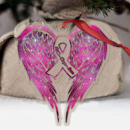 Faith Hope Love - Christmas Breast Cancer Awareness Transparent Ornament