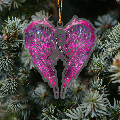 Faith Hope Love - Christmas Breast Cancer Awareness Transparent Ornament