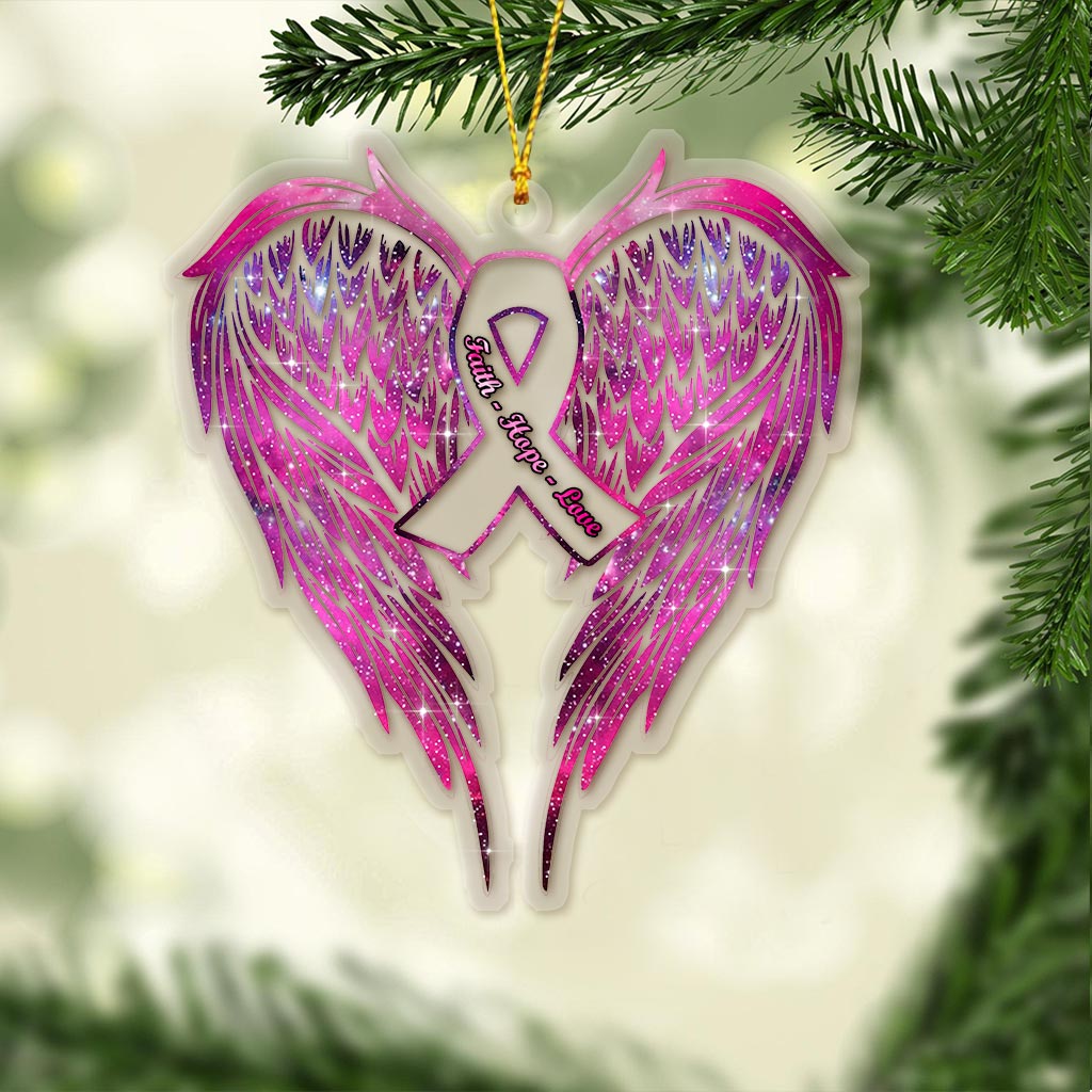 Faith Hope Love - Christmas Breast Cancer Awareness Transparent Ornament