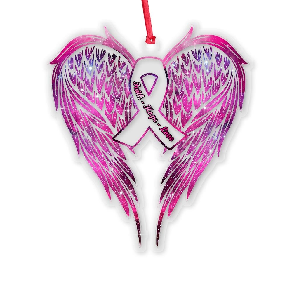 Faith Hope Love - Christmas Breast Cancer Awareness Transparent Ornament