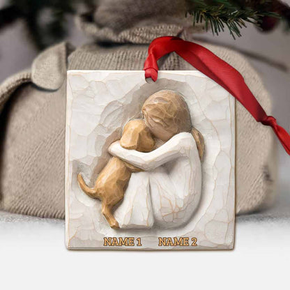 Dog And Girl - Personalized Christmas Ornament (Printed On Both Sides)