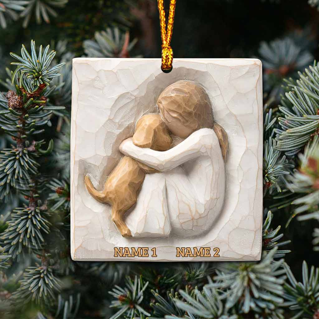 Dog And Girl - Personalized Christmas Ornament (Printed On Both Sides)