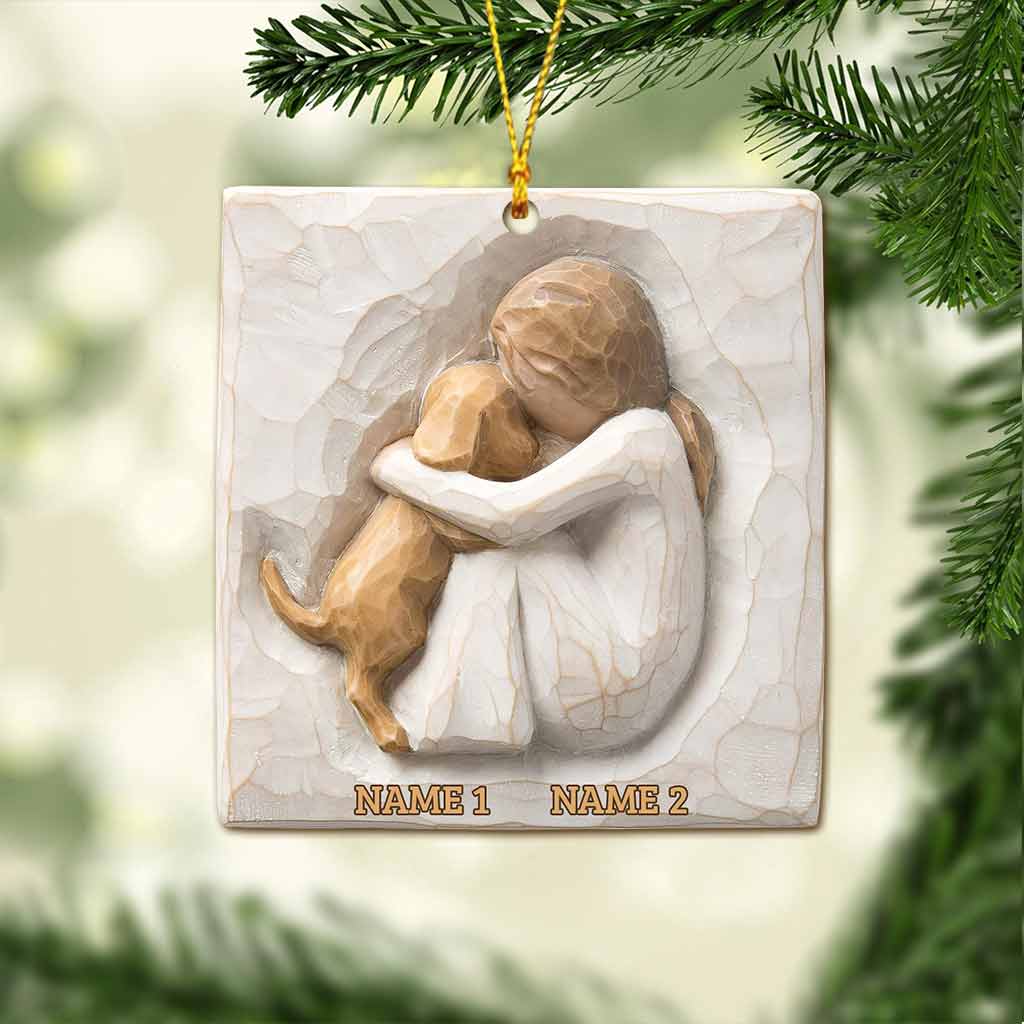 Dog And Girl - Personalized Christmas Ornament (Printed On Both Sides)