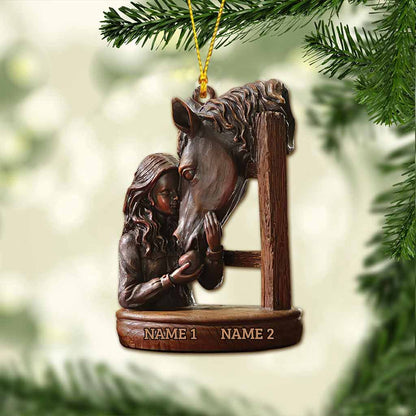 Horse And Girl - Personalized Christmas Ornament (Printed On Both Sides)